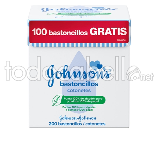 Johnson's Baby Bastoncillos Algodón 100% - Palitos Papel 200 U