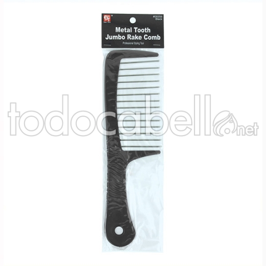 Beauty Town Peine Profesional Jumbo Rake Comb Metal Tooth Negro (09359)