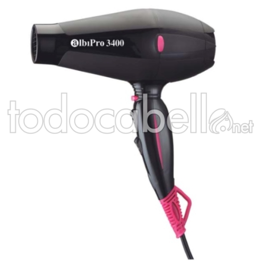 AlbiPro 3400. Asciugacapelli professionale ionico-tormalina nera / rosa 2000W