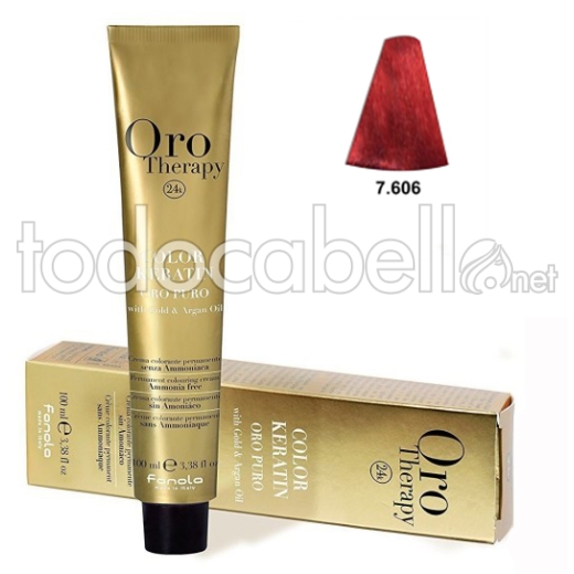 Fanola Tinte Oro Therapy "Senza ammoniaca" 7.606 Biondo caldo rosso 100ml
