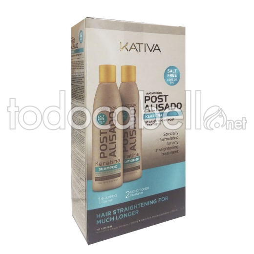 Kativa Keratina KIT trattamentopost-raddrizzatura. Shampoo + Balsamo senza sale