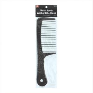 Beauty Town Peine Profesional Jumbo Rake Comb Metal Tooth Negro (09359)